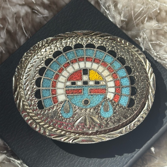 Vintage Zuni Sun Face Belt Buckle main image 12